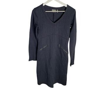 Athleta Celebration Gray Long Sleeve Dress V-Neck W-942 Sz Small Tall